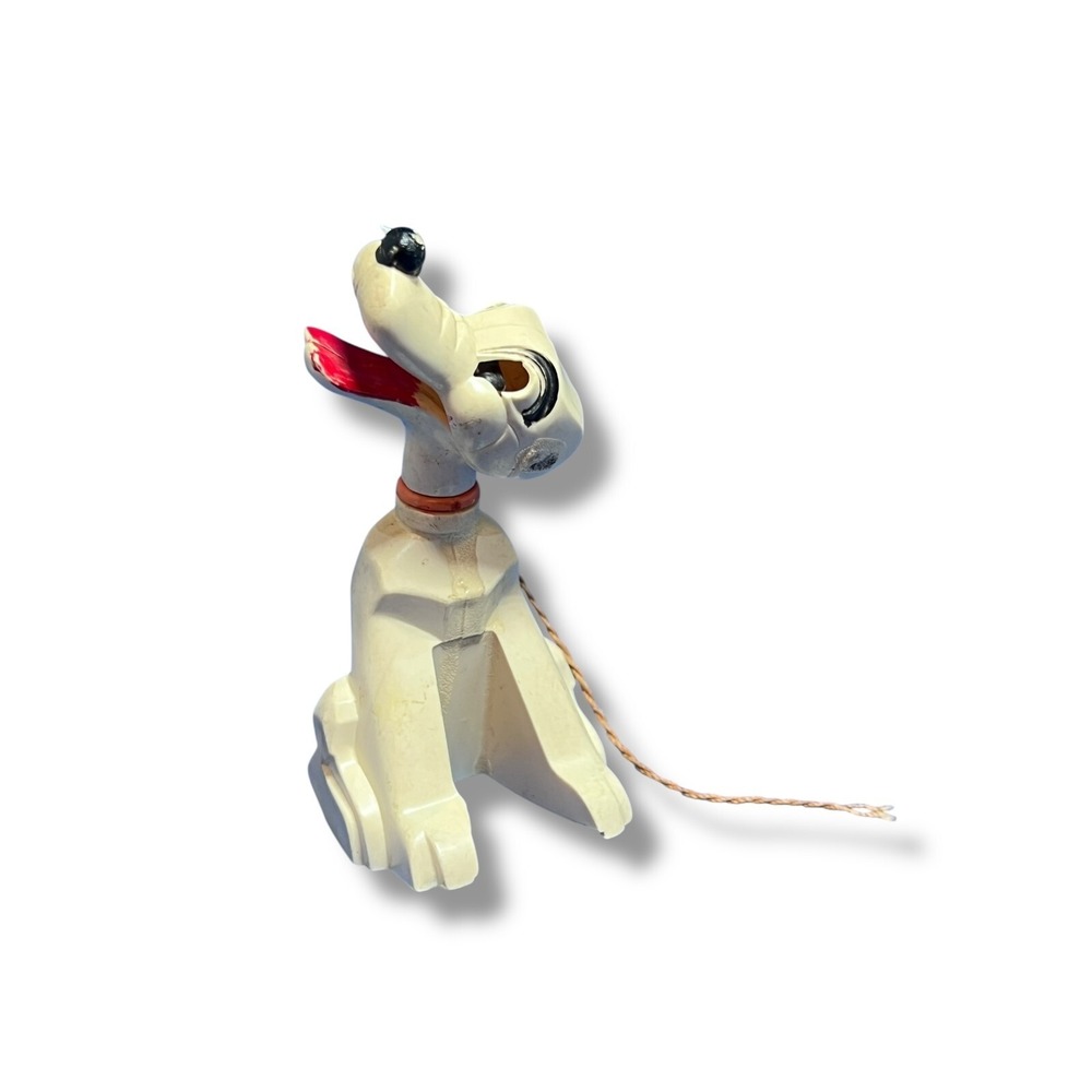 Vintage J.V.Z. Co Hard Plastic Dog Figurine Movable Head Pull String Toy White